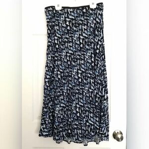 Suzy Shier Abstract Patterned Maxi Skirt L Blue Black